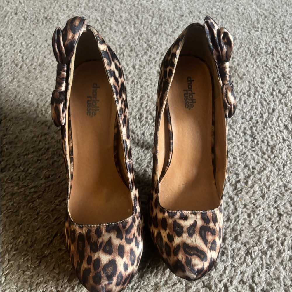 Charlotte Russe Leopard Print Heels with Bow